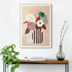 Schilderij Veldboeket - 70 x 50 - Bruin