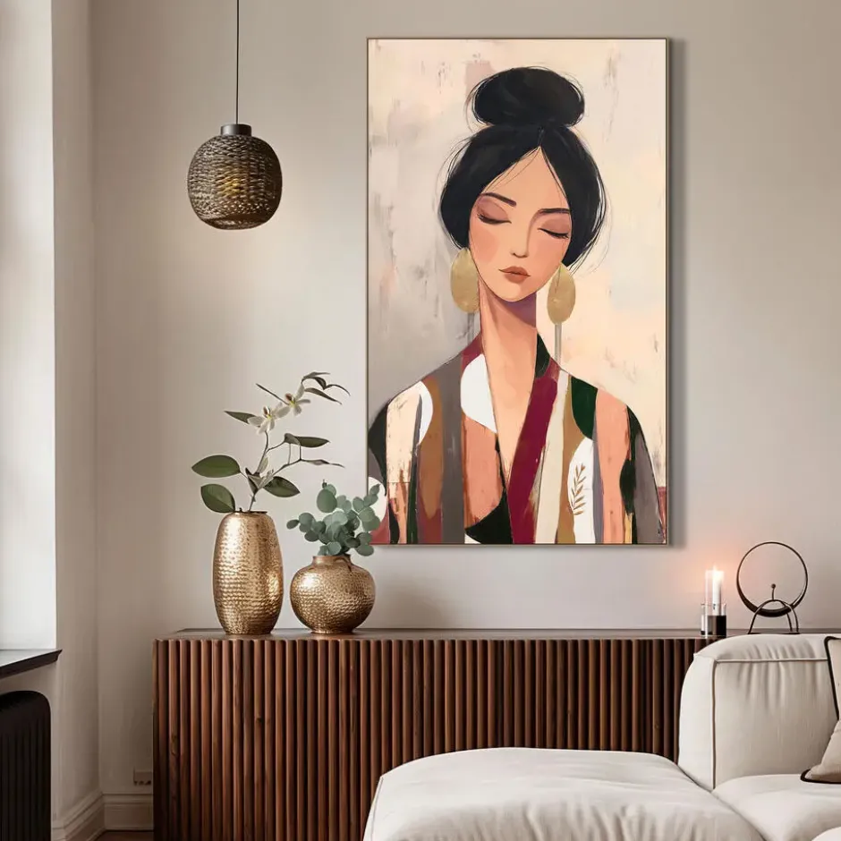 Schilderij Vrouw met knot - 118x70 cm