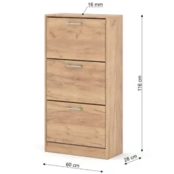 Schoenenkast ADA craft goud– kantelbaar, 60x28x116 cm