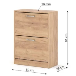 Schoenenkast ADA craft goud – kantelbaar, 60x28x81 cm