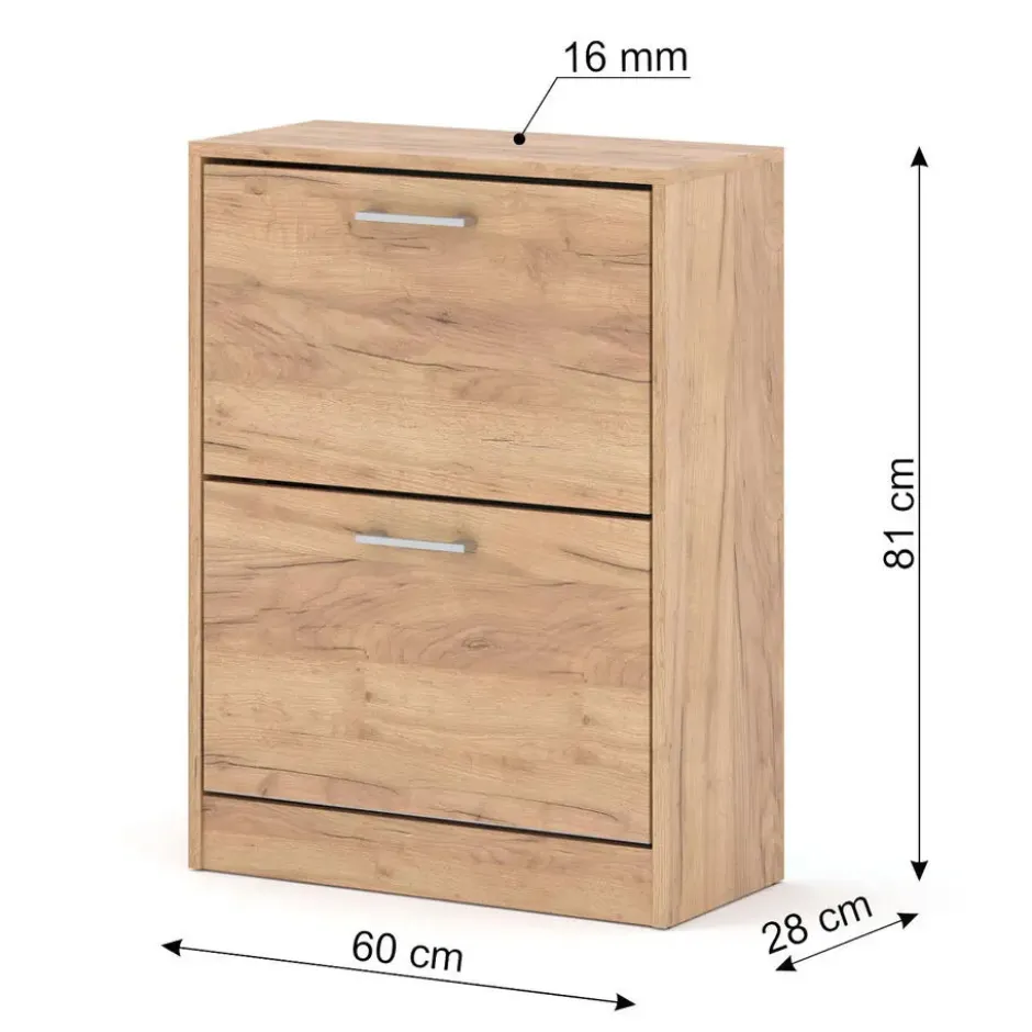 Schoenenkast ADA craft goud – kantelbaar, 60x28x81 cm
