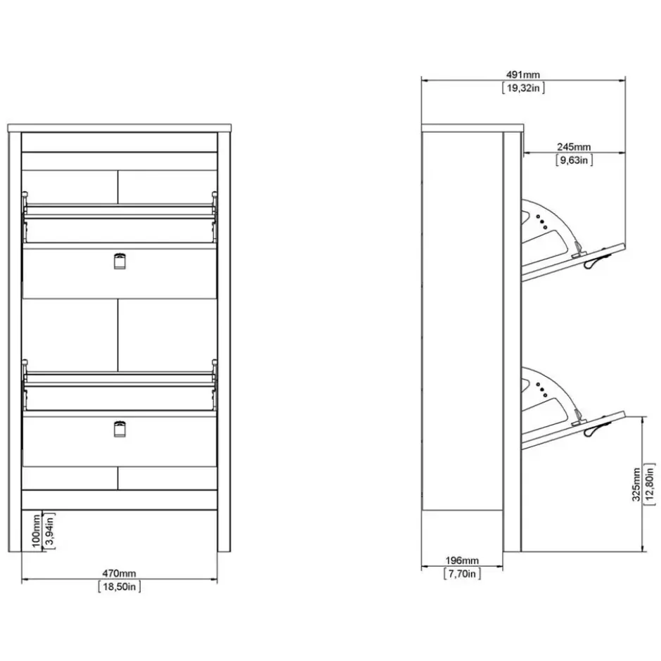 Schoenenkast Madeira - wit - 102,9x53,8x24,6 cm