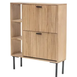 Schoenenkast met 2 laden van hout en metaal