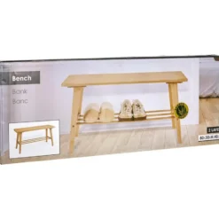Schoenenrek bankje - 2-laags - bamboe - 80 x 30 x 40 cm