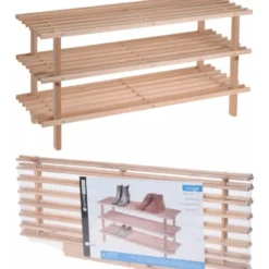 Schoenenrek - hout - 3-laags - 77 x 26 x 40 cm