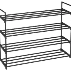 Schoenenrek - 4 niveaus - metaal - 92x73x30 cm - zwart
