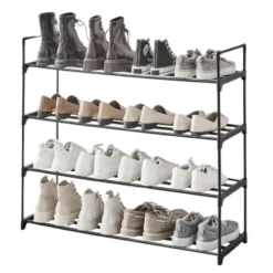 Schoenenrek - stapelbaar - 92x113x30 cm - zwart