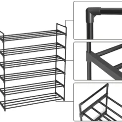 Schoenenrek - stapelbaar - 92x113x30 cm - zwart