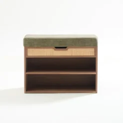 Schoenenrek van hout en groene ribfluweel