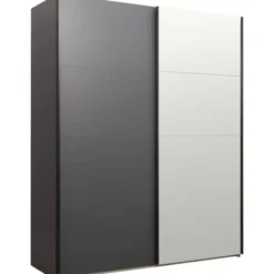 Schuifdeurkast Bergamo - antraciet/spiegel - 221x178,5x66,6 cm