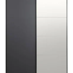 Schuifdeurkast Bergamo - antraciet/spiegel - 221x178,5x66,6 cm