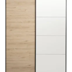 Schuifdeurkast Bergamo - eikenkleur/spiegel - 221x178,5x66,6 cm