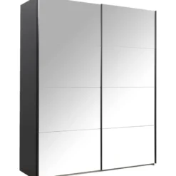 Schuifdeurkast Bergamo met spiegeldeuren - antraciet - 221x178,5x66,6 cm