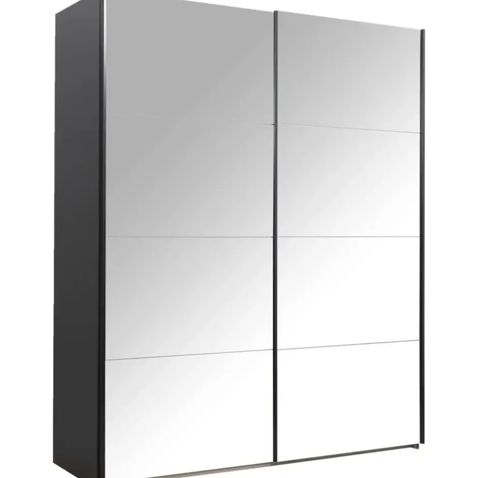 Schuifdeurkast Bergamo met spiegeldeuren - antraciet - 221x178,5x66,6 cm