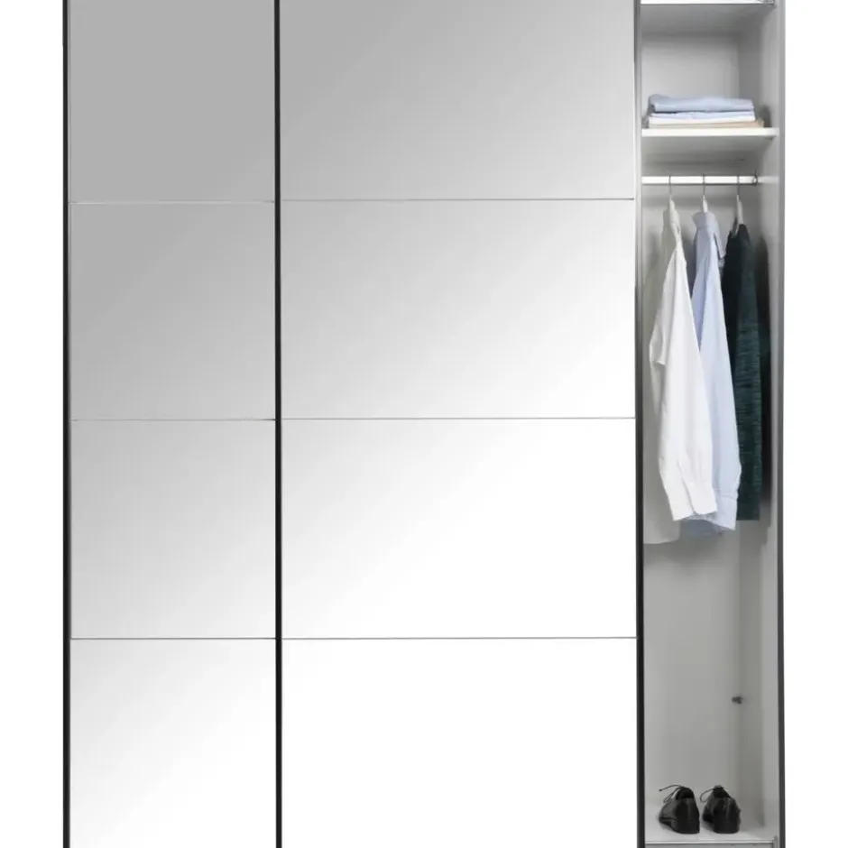 Schuifdeurkast Bergamo met spiegeldeuren - antraciet - 221x178,5x66,6 cm