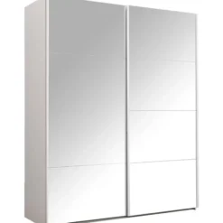 Schuifdeurkast Bergamo met spiegeldeuren - wit - 221x178,5x66,6 cm