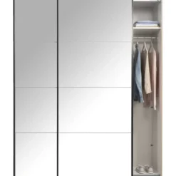 Schuifdeurkast Bergamo met spiegeldeuren - eikenkleur - 221x178,5x66,6 cm