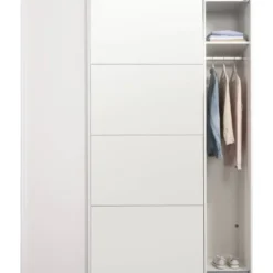 Schuifdeurkast Bergamo - wit/spiegel - 221x178,5x66,6 cm
