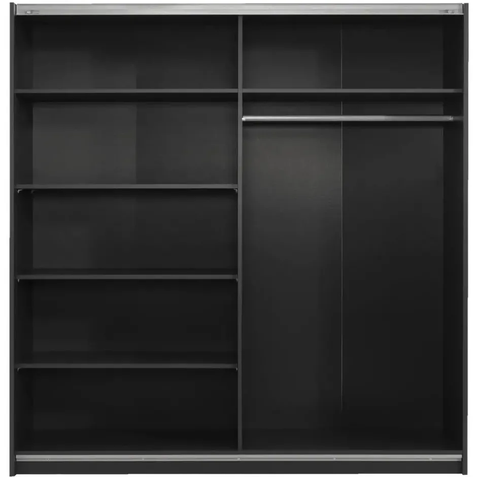 Schuifdeurkast Genua - antraciet/eikenkleur - 204x200x60 cm