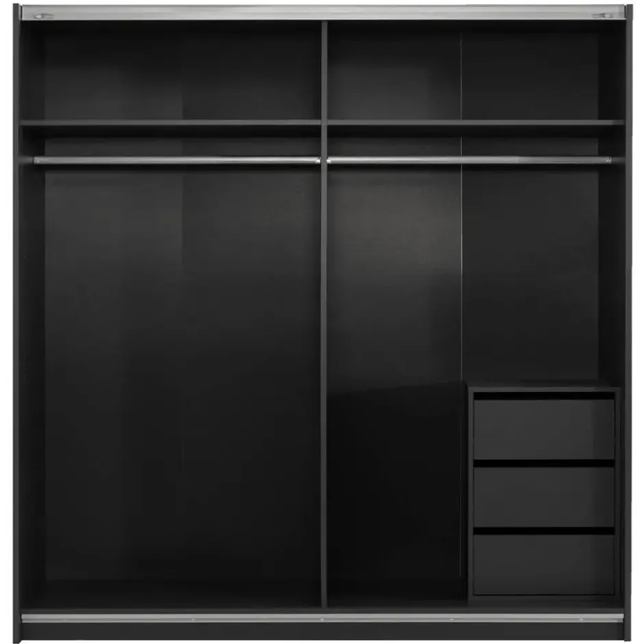 Schuifdeurkast Genua - antraciet/eikenkleur - 204x200x60 cm