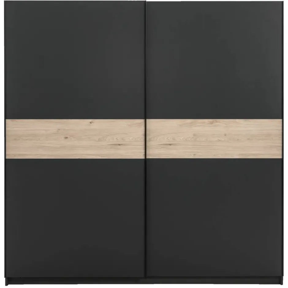 Schuifdeurkast Genua - antraciet/eikenkleur - 204x200x60 cm