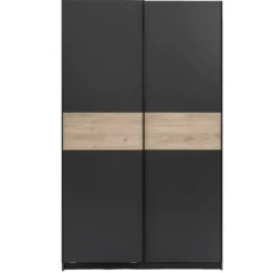 Schuifdeurkast Genua - antraciet/eikenkleur - 204x122x60 cm