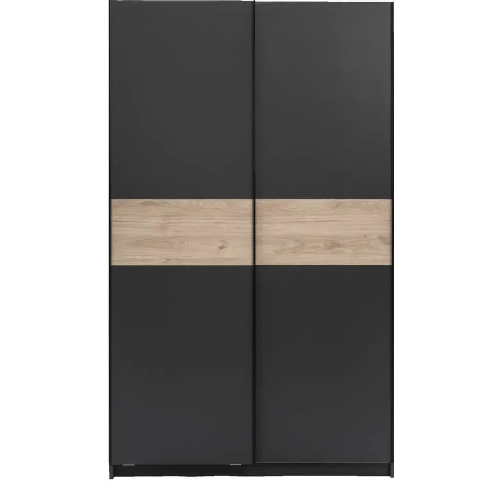 Schuifdeurkast Genua - antraciet/eikenkleur - 204x122x60 cm