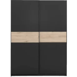 Schuifdeurkast Genua - antraciet/eikenkleur - 204x150x60 cm