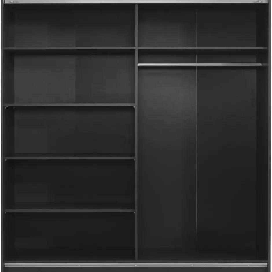Schuifdeurkast Genua - antraciet/greige - 204x200x60 cm