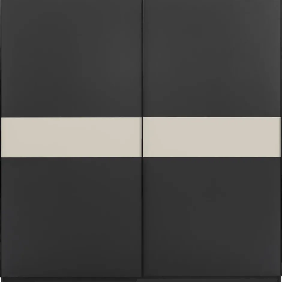 Schuifdeurkast Genua - antraciet/greige - 204x200x60 cm