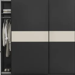 Schuifdeurkast Genua - antraciet/greige - 204x200x60 cm