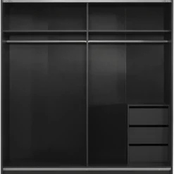 Schuifdeurkast Genua - antraciet/greige - 204x200x60 cm