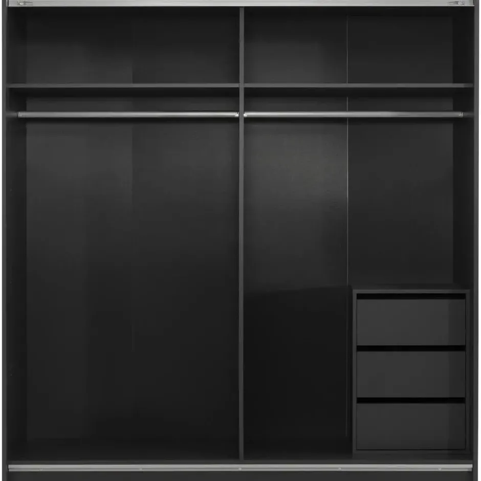 Schuifdeurkast Genua - antraciet/greige - 204x200x60 cm