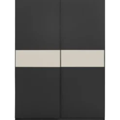 Schuifdeurkast Genua - antraciet/greige - 204x150x60 cm