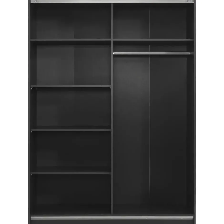 Schuifdeurkast Genua - antraciet/greige - 204x150x60 cm