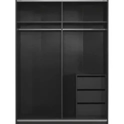 Schuifdeurkast Genua - antraciet/greige - 204x150x60 cm