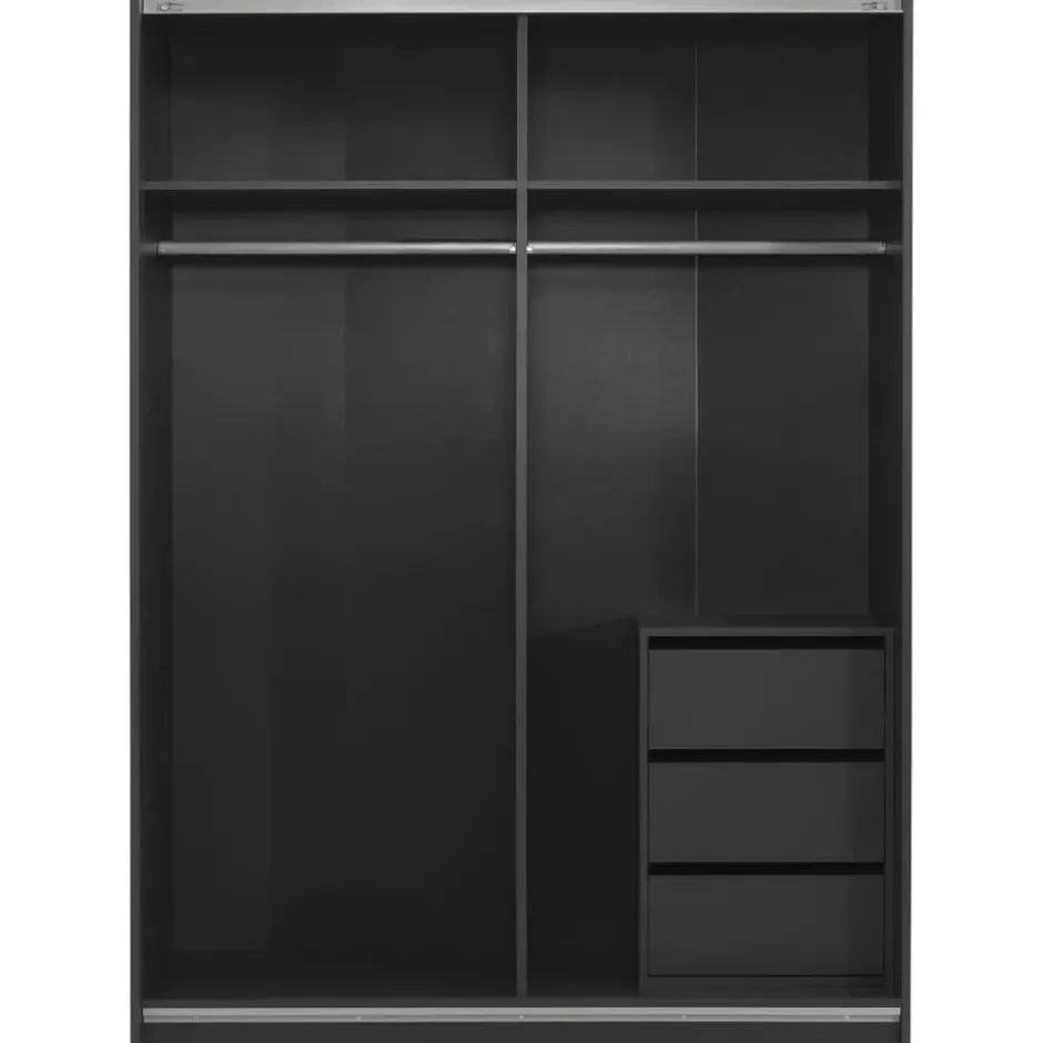 Schuifdeurkast Genua - antraciet/greige - 204x150x60 cm