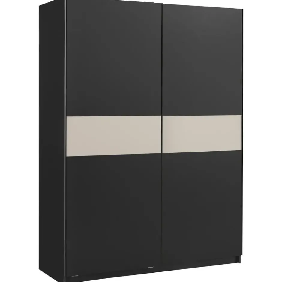 Schuifdeurkast Genua - antraciet/greige - 204x150x60 cm