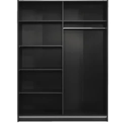 Schuifdeurkast Genua - antraciet/wit - 204x150x60 cm