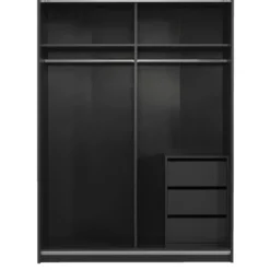 Schuifdeurkast Genua - antraciet/wit - 204x150x60 cm
