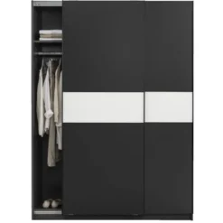 Schuifdeurkast Genua - antraciet/wit - 204x150x60 cm