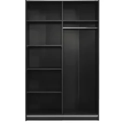 Schuifdeurkast Genua - antraciet/wit - 204x122x60 cm