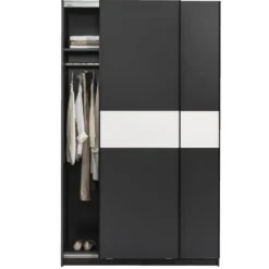 Schuifdeurkast Genua - antraciet/wit - 204x122x60 cm