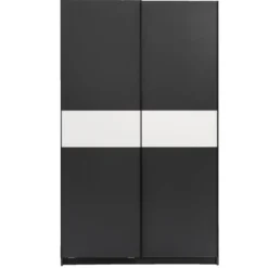 Schuifdeurkast Genua - antraciet/wit - 204x122x60 cm