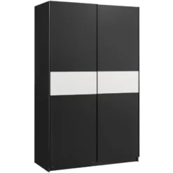 Schuifdeurkast Genua - antraciet/wit - 204x122x60 cm