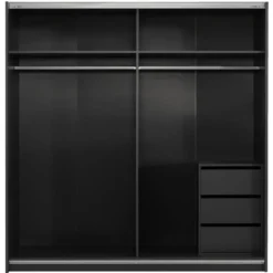 Schuifdeurkast Genua - antraciet/wit - 204x200x60 cm