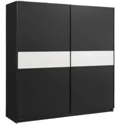 Schuifdeurkast Genua - antraciet/wit - 204x200x60 cm