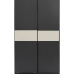 Schuifdeurkast Genua - antraciet/greige - 204x122x60 cm