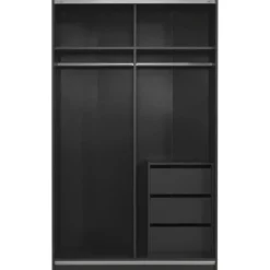 Schuifdeurkast Genua - antraciet/greige - 204x122x60 cm