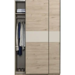 Schuifdeurkast Genua - eiken/greige - 204x122x60 cm